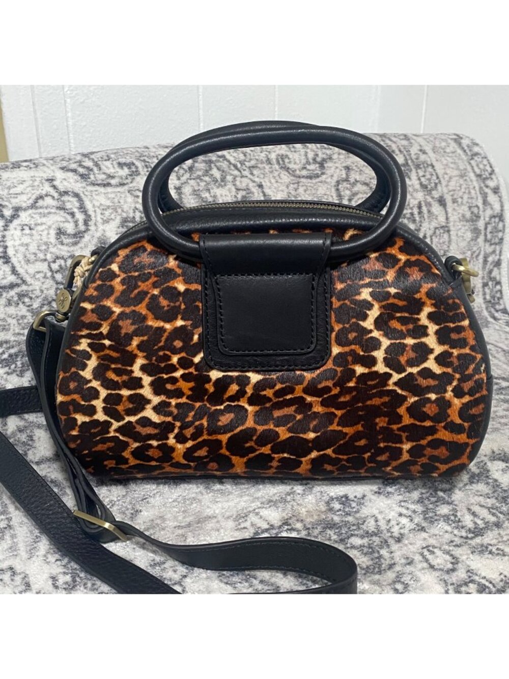 NEW HOBO Sheila Genuine Calf Hair & Leather Leopard Satchel